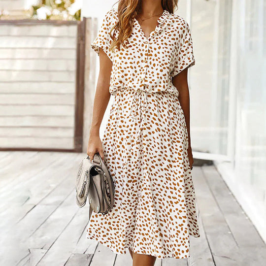 Heidi-Mode | V-Ausschnitt Kleid mit Print für Frauen