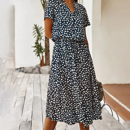 Heidi-Mode | V-Ausschnitt Kleid mit Print für Frauen