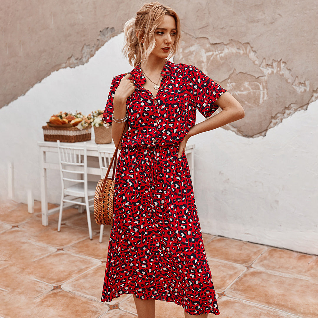 Heidi-Mode | V-Ausschnitt Kleid mit Print für Frauen