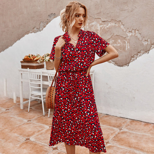 Heidi-Mode | V-Ausschnitt Kleid mit Print für Frauen