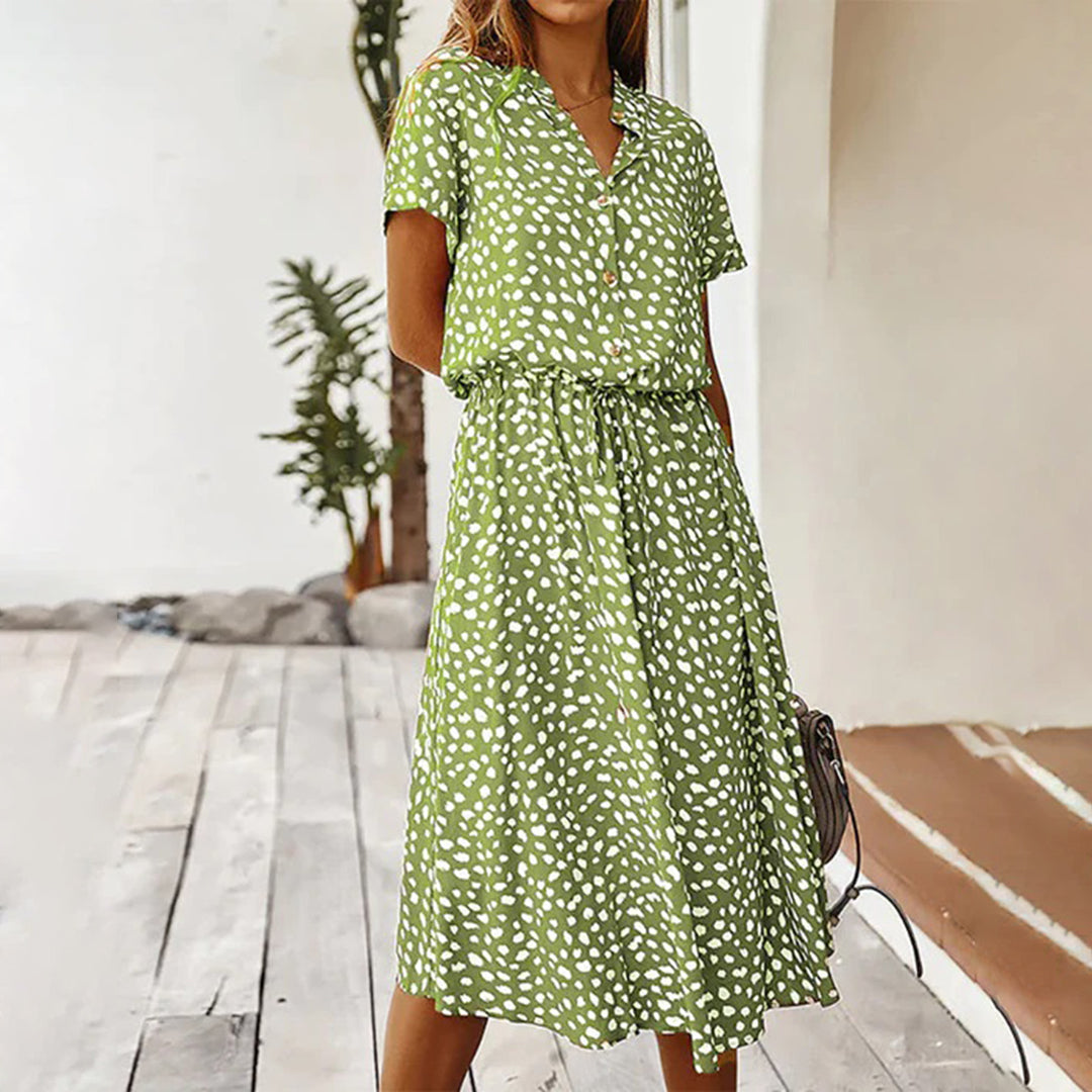 Heidi-Mode | V-Ausschnitt Kleid mit Print für Frauen