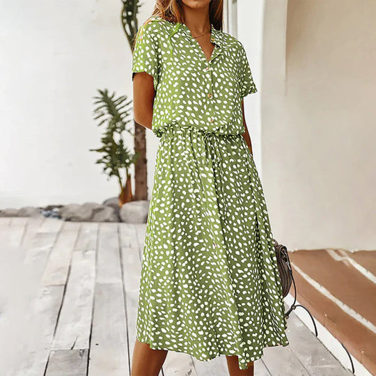 Heidi-Mode | V-Ausschnitt Kleid mit Print für Frauen