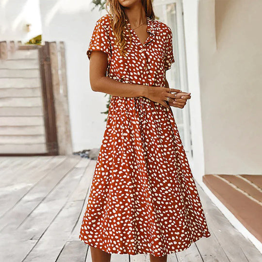 Heidi-Mode | V-Ausschnitt Kleid mit Print für Frauen