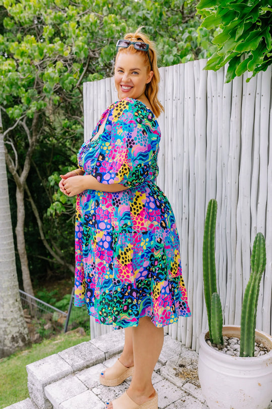 Heidi-Mode | Regenbogenkleid Muse Pantherdruck