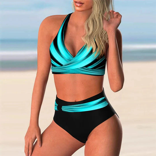 Heidi-Mode | Push-Up Halter-Bikini-Set mit Hoher Taille für Damen