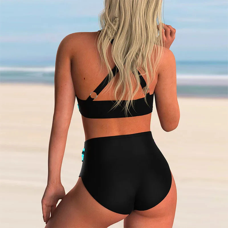 Heidi-Mode | Push-Up Halter-Bikini-Set mit Hoher Taille für Damen
