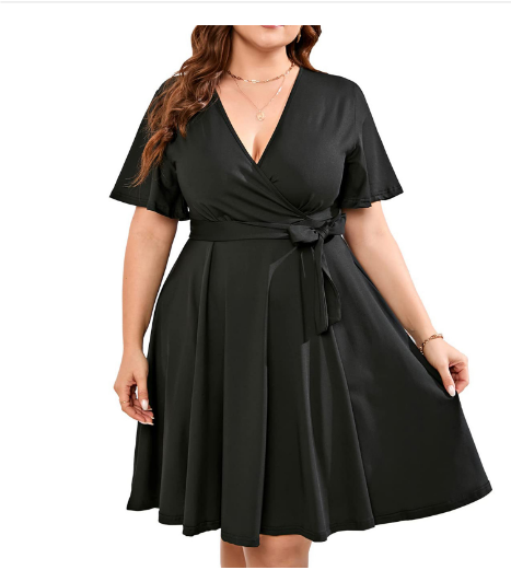 V-Ausschnitt A-Linie Damen Kleid