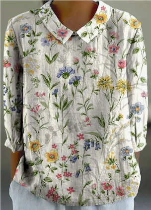 Heidi-Mode | Sommerbluse mit Blumenmuster Elegante Kurzarmbluse für Den Alltag | Blusen für Festlich & Freizeit