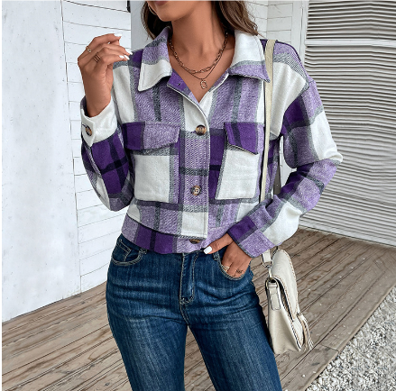 Heidi-Mode | Damen Bequeme Gestreifte Jacke Knopf Daunen
