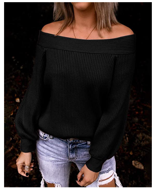 Heidi-Mode | Off Shoulder Langarm Oversize Kni Pullover