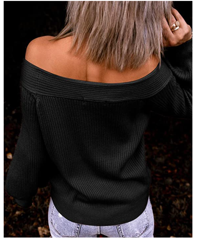 Heidi-Mode | Off Shoulder Langarm Oversize Kni Pullover