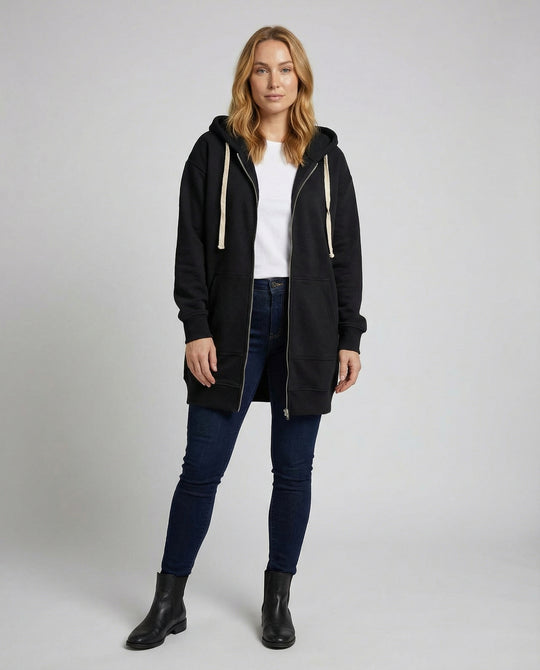 Heidi-Mode | Zip-Up Hoodie knielang