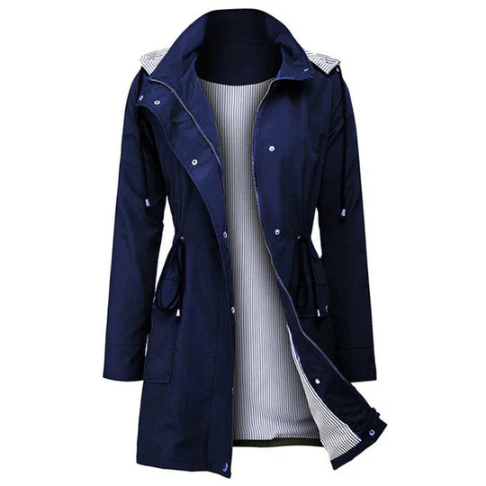 Heidi-Mode | Women'S Black Windbreaker mit Gestreiftem Innenfutter
