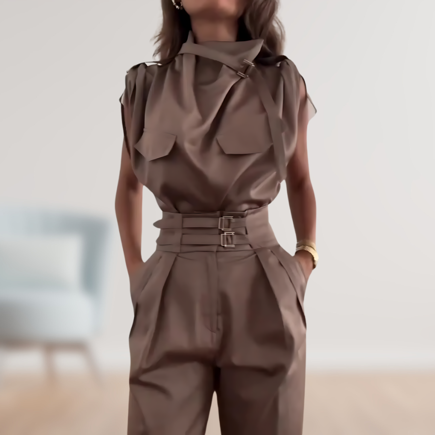 Heidi-Mode | Damen Stylischer Moderner Jumpsuit Ärmellos