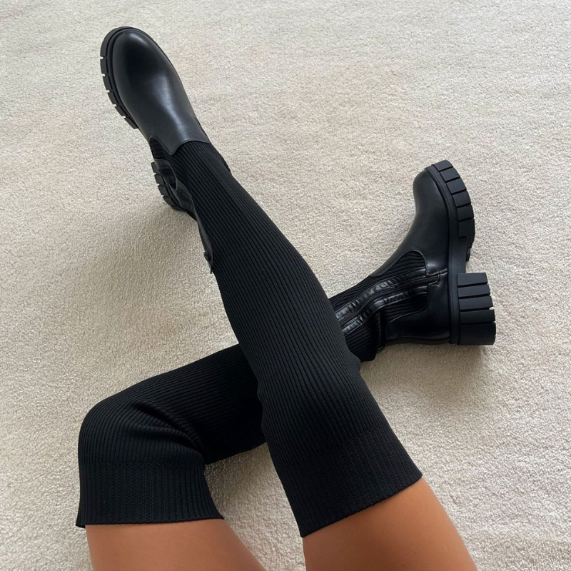 Heidi-Mode | Damen Stretch Socken Stiefel Elegante Höhe