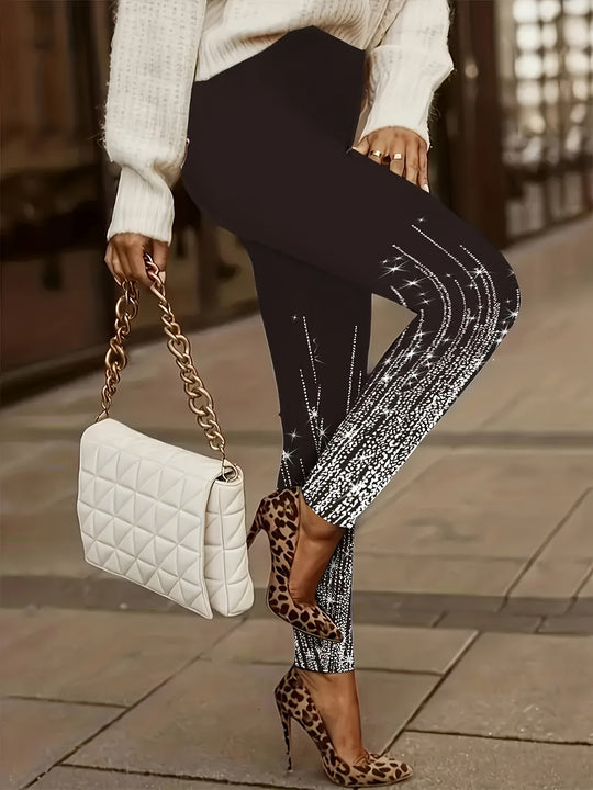 Heidi-Mode | Sprudelnde Slim Fit Legging mit Glänzendem Design