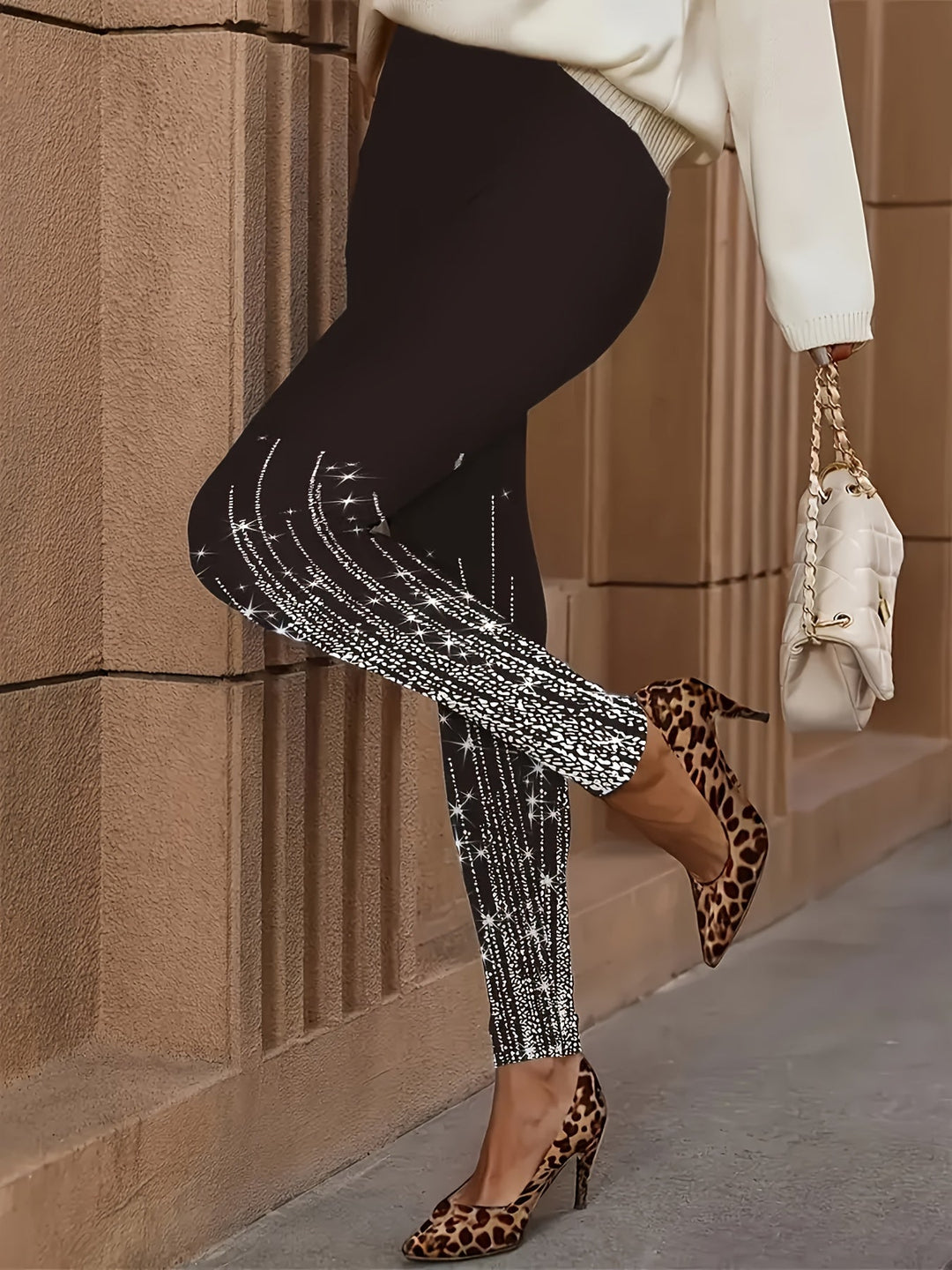 Heidi-Mode | Sprudelnde Slim Fit Legging mit Glänzendem Design