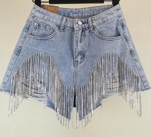 Heidi-Mode | Diamond Quasten Zerrissene Jeansshorts