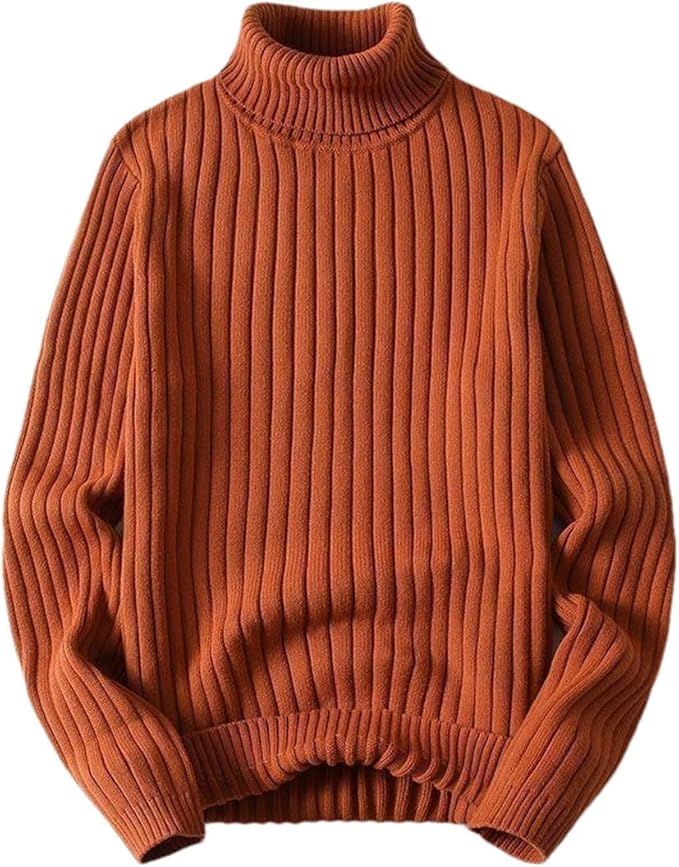 Heidi-Mode | Herren Pullover mit Hohem Kragen, Gestrickter Pullover mit Langen Ärmeln, Warm und Stilvoll