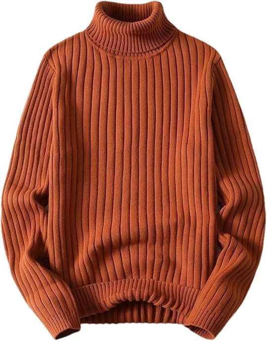 Heidi-Mode | Herren Pullover mit Hohem Kragen, Gestrickter Pullover mit Langen Ärmeln, Warm und Stilvoll