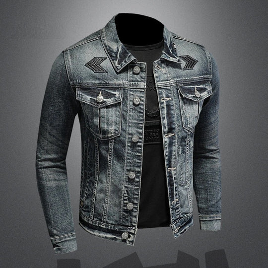 Heidi-Mode | Herren Schwarze Denimjacke - Stonewashed-Stil