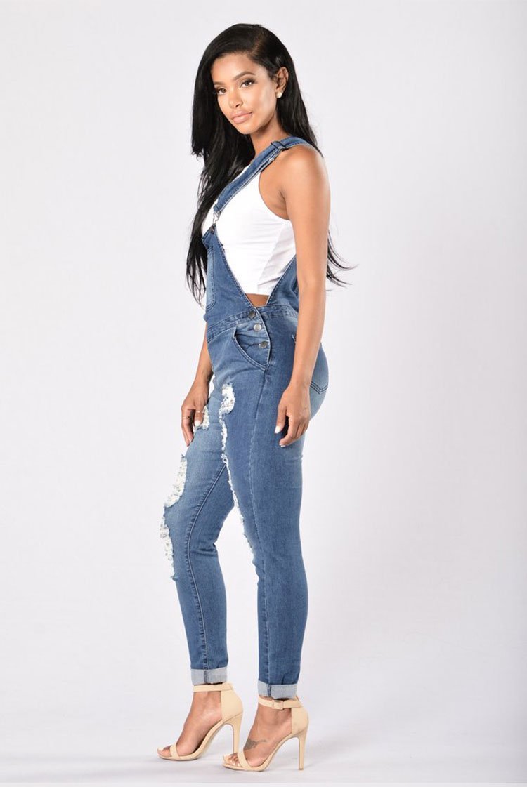 Heidi-Mode | Zerrissene Knöchelbund Jeans Overall