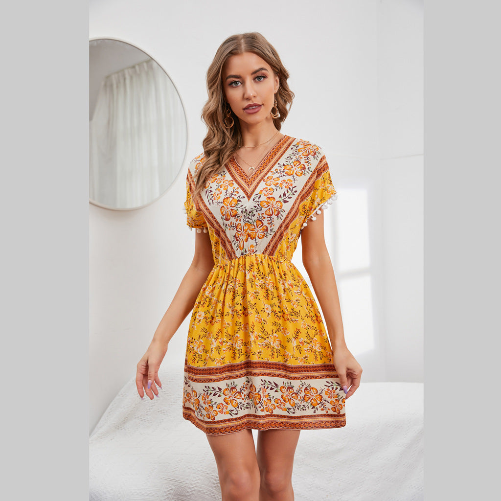 Heidi-Mode | Kurzes Gelbes Boho Kleid