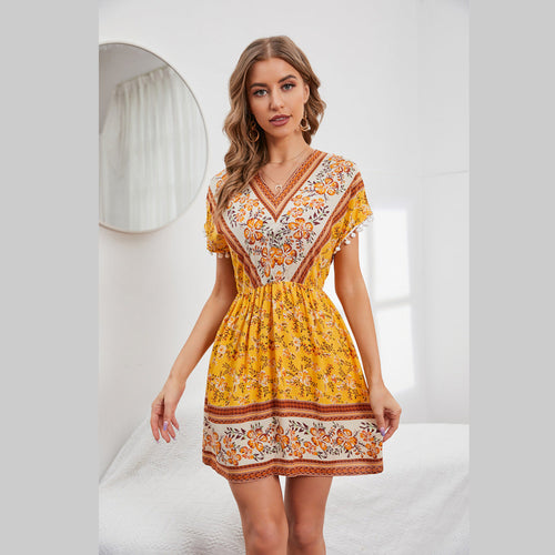 Heidi-Mode | Kurzes Gelbes Boho Kleid