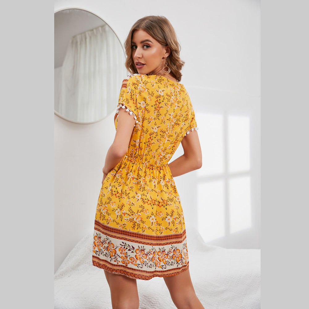 Heidi-Mode | Kurzes Gelbes Boho Kleid