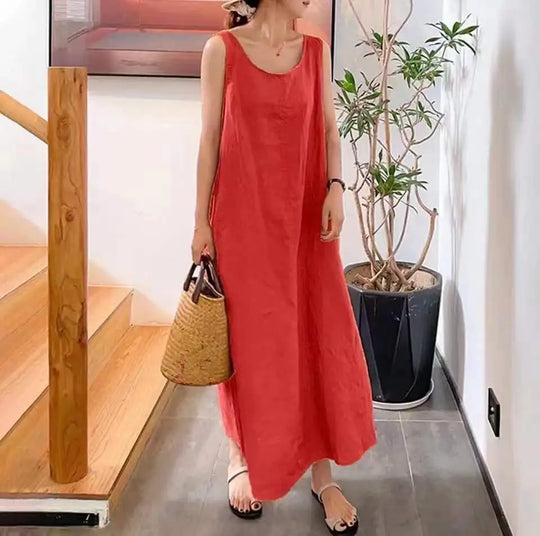 Lente Zomer Jurk met O-Hals en Mouwloze Tankstijl