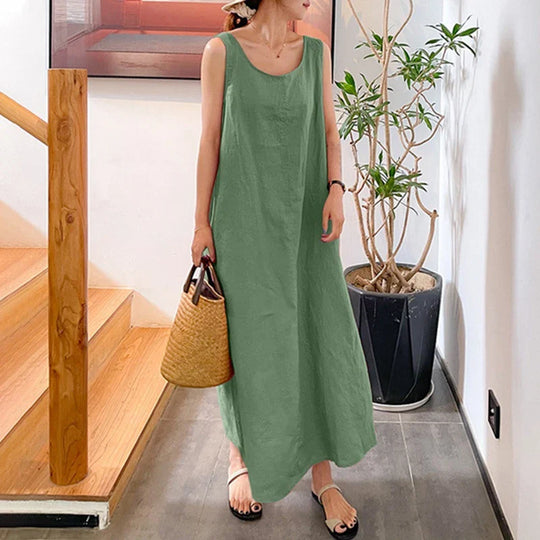 Lente Zomer Jurk met O-Hals en Mouwloze Tankstijl