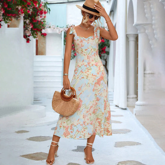 Heidi-Mode | Midikleid Elegant Einzigartiger Druck Ideal Für Den Frühling Für Damen