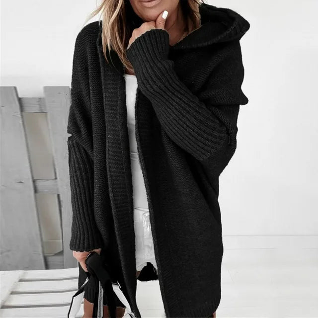 kapuzen-batwingärmel cardigan