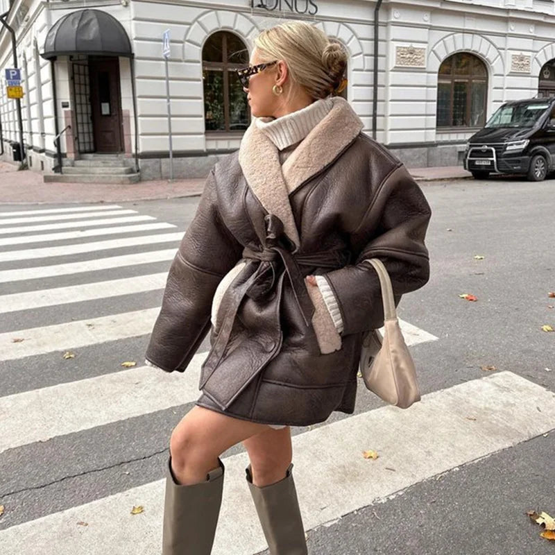 Heidi-Mode | Kragen Lederjacke Für Frauen