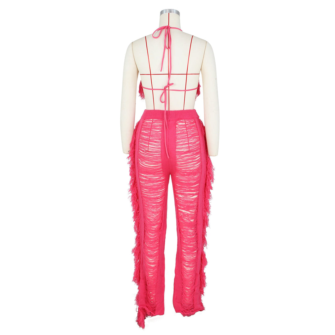 Heidi-Mode | Strick Halter Rückenfreier Bh & Hosen Satzs