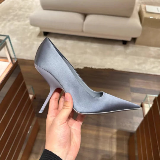 Heidi-Mode | Neuer Stil Damen Hohe Absatzschuhe Lackleder Spitz Toe Einfarbige Nachtclub Party Schuhe Femme Sommer Halb Slippers