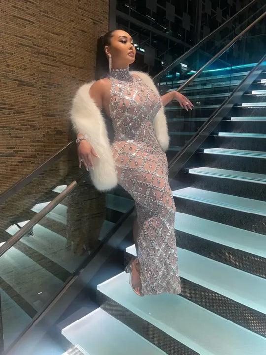 Heidi-Mode | Strass Netz Abend Ballkleid