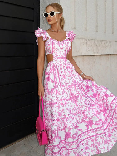 Langes Kleid in Rosa