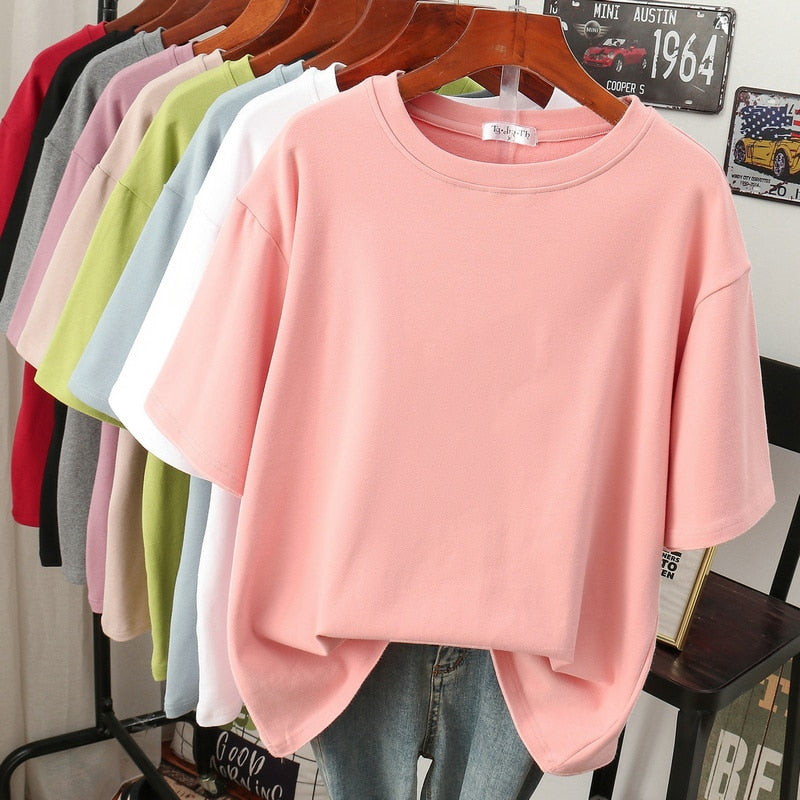 Heidi-Mode | Oversized Baumwoll-Basic-T-Shirt für Damen