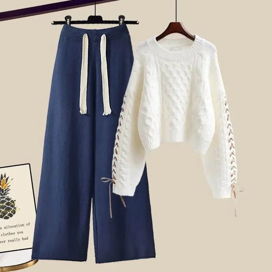 Heidi-Mode | Zweiteiliges Set für Frauen mit Pulli und Weitem, Bequemen und Warmen Hosen