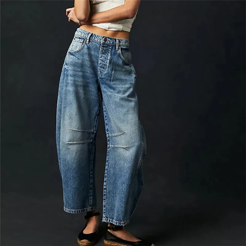 Utility-Jeans mit weitem Bein