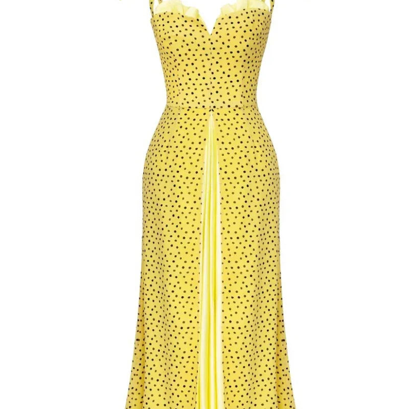 Heidi-Mode | Frauen Maxi Kleid Sommer Mode Lässig V-Ausschnitt Sling Nippet Taille Schlitz Lose Elegant Strand Sexy High Street Wear