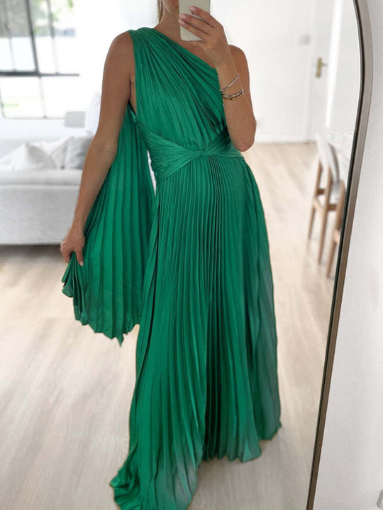 Heidi-Mode | Ein Langarm Falten Backless Maxi Kleid