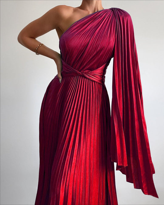 Heidi-Mode | Ein Langarm Falten Backless Maxi Kleid