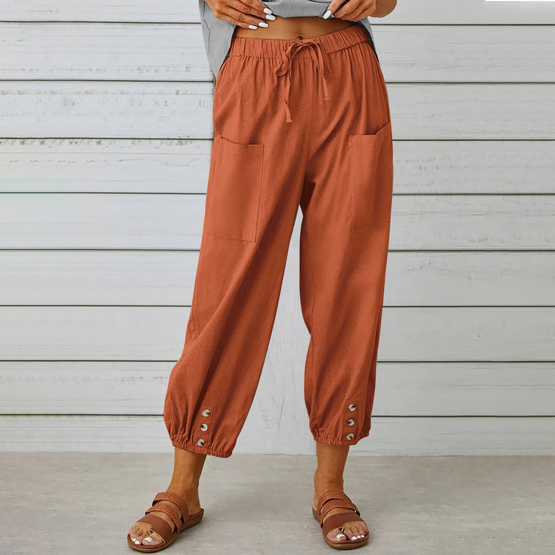 Heidi-Mode | Hosen Damen Leinen Capri Hosen für Entspannten Komfort Lockeren Stil