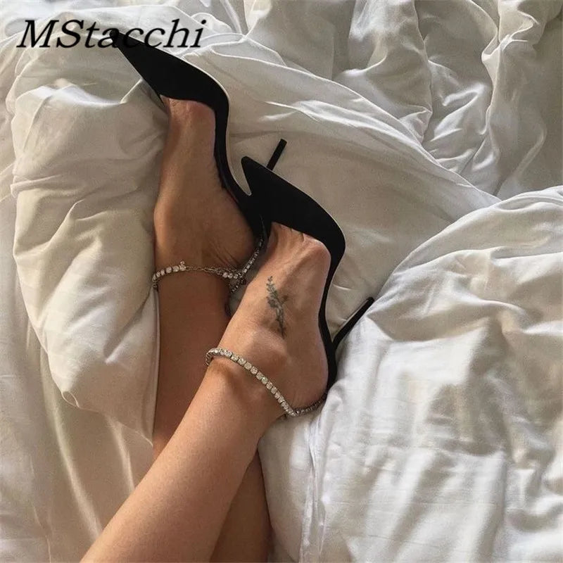 Heidi-Mode | Luxus Rhinestone Ketten Damen Pumps Designer Sandalen Hohe Absätze Sommer Knöchelriemen Fest Schuhe Stern Stil Hochzeit Prom Schuhe