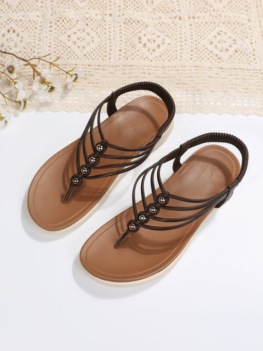 Heidi-Mode | PU-Braid Ball Flache Sandalen