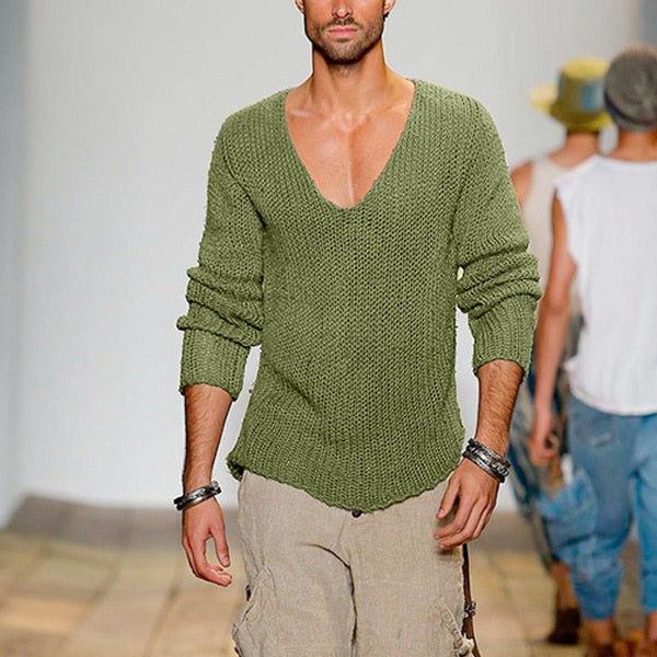 Heidi-Mode | Niedriges V-Ausschnitt Strickpullover
