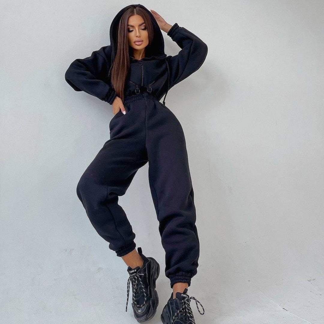Heidi-Mode | Modischer Onesie mit Kapuze Sweatanzug für Frauen