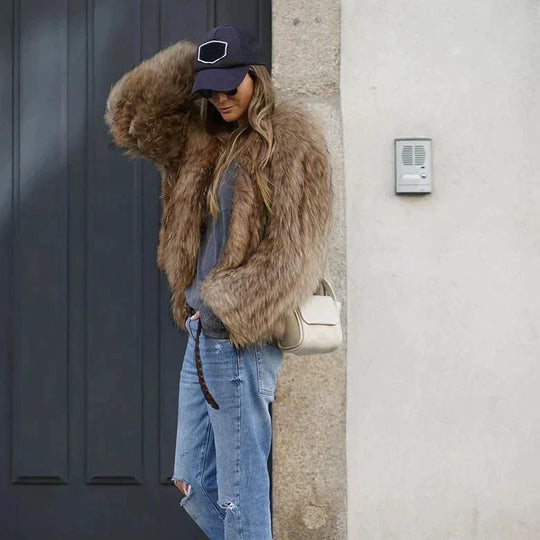 Damenmode Jacke aus Plüsch-Imitationsfell